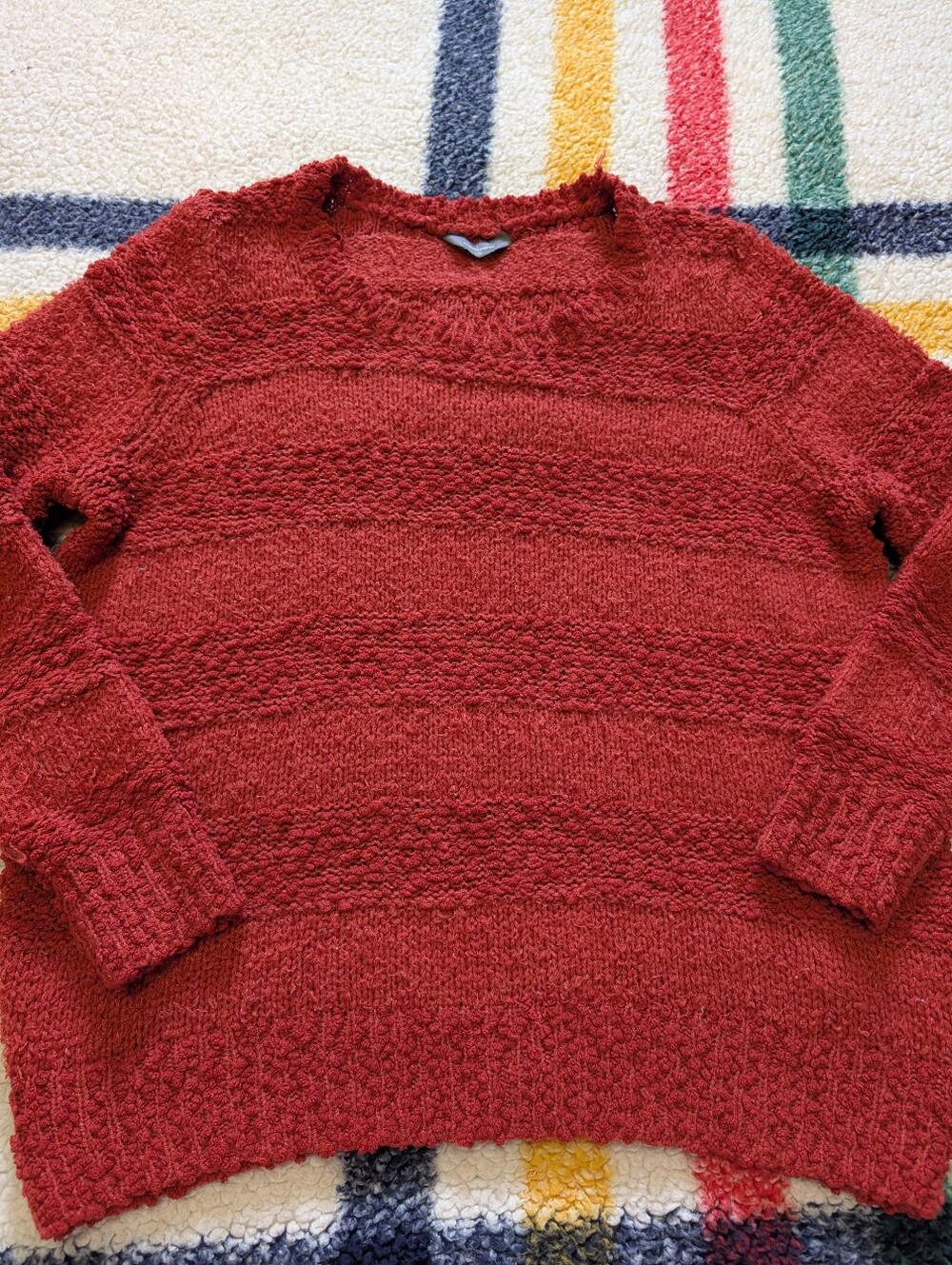 Denver Hayes Textured Dark Orange Crewneck Sweater